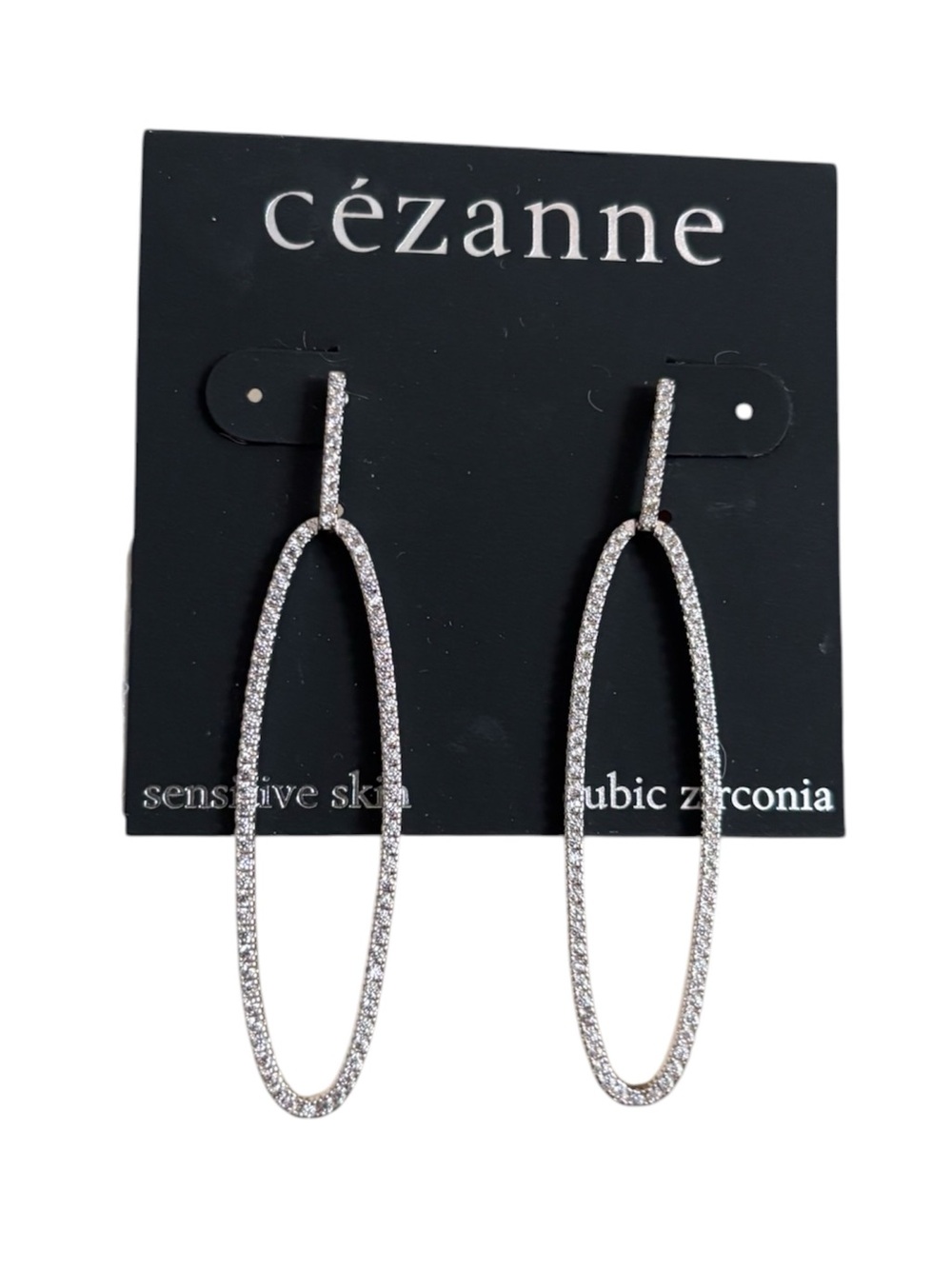 💥 NWT Cezanne Oval Hoop Drop Earrings - Cubic Zirconia